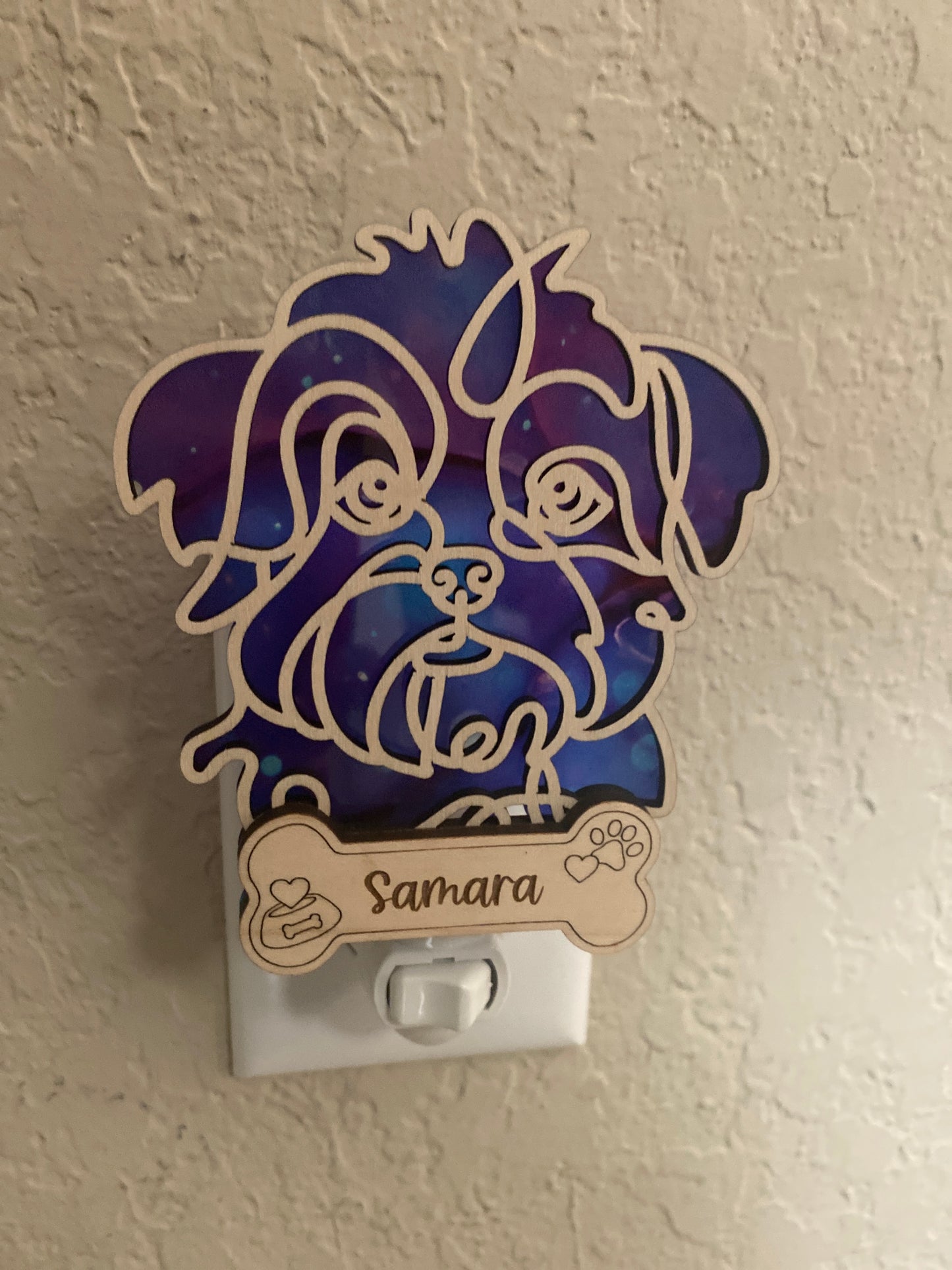 Custom Pet Nightlight – Line Art with Colorful Acrylic Backdrop