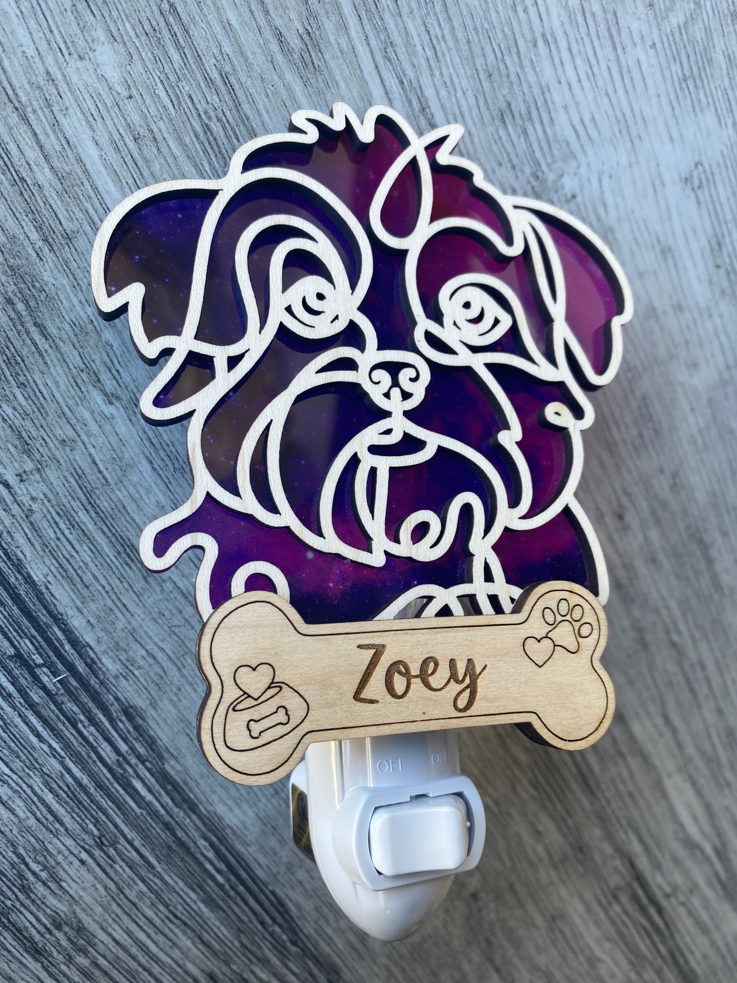 Custom Pet Nightlight – Line Art with Colorful Acrylic Backdrop
