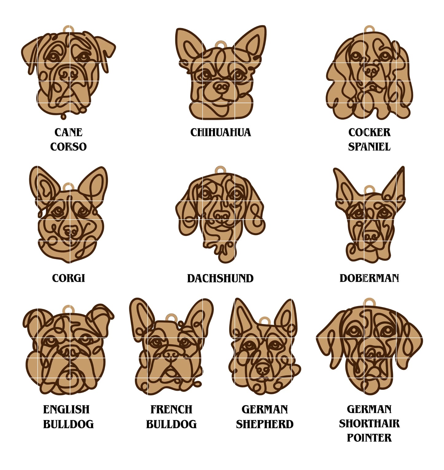 Custom Round Wood Keychain – Engraved Logo or Dog Breed Silhouette