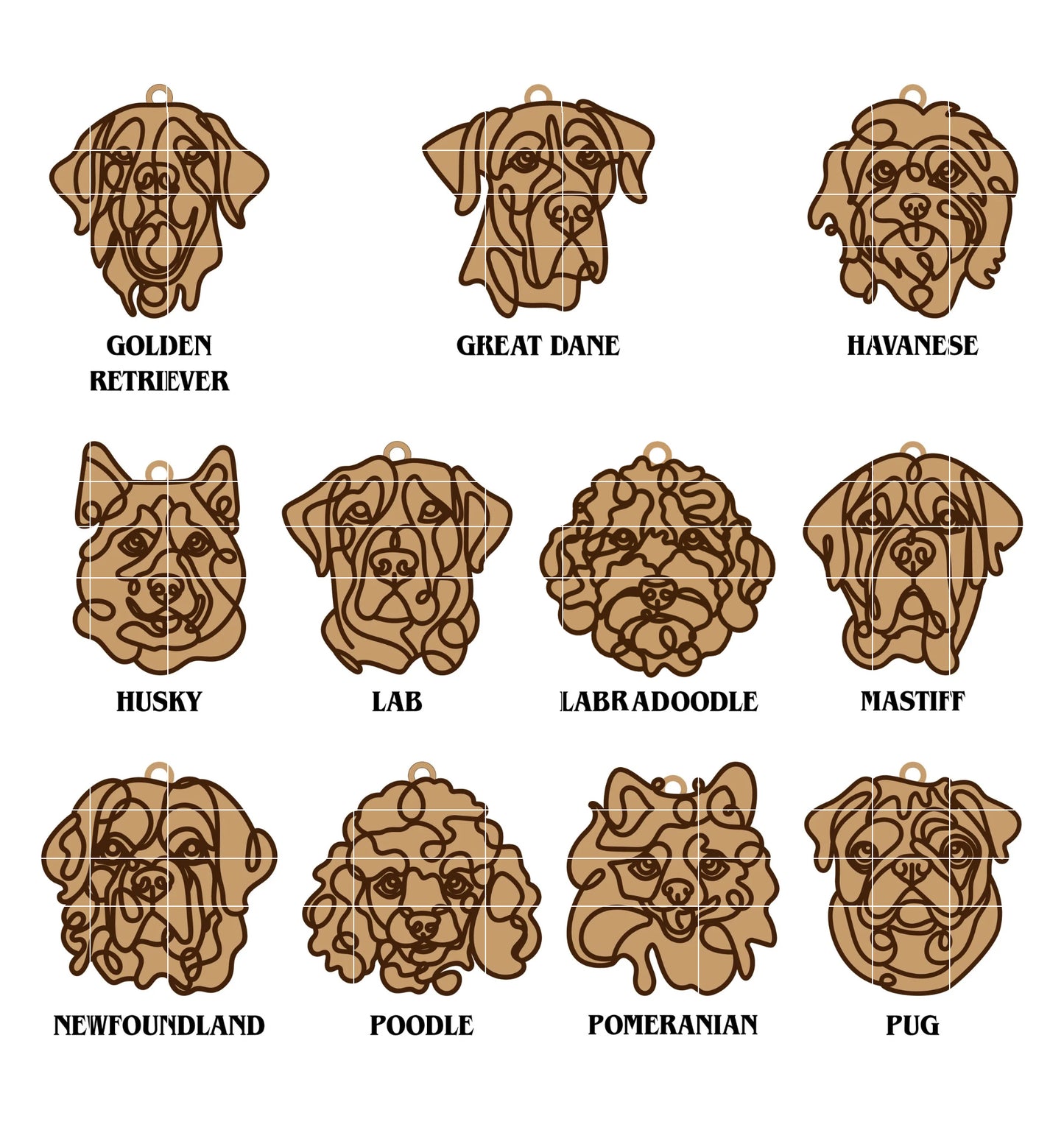 Custom Round Wood Keychain – Engraved Logo or Dog Breed Silhouette