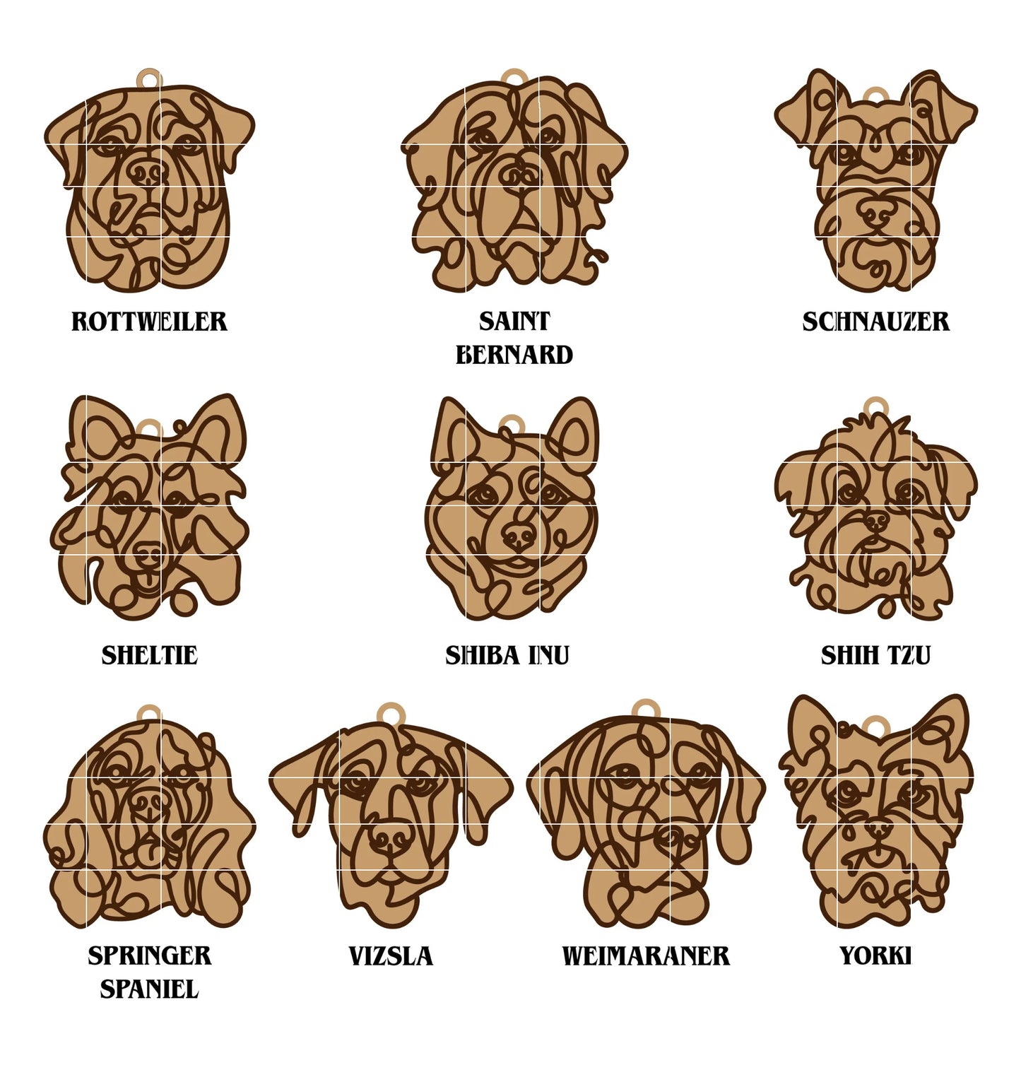Custom Round Wood Keychain – Engraved Logo or Dog Breed Silhouette