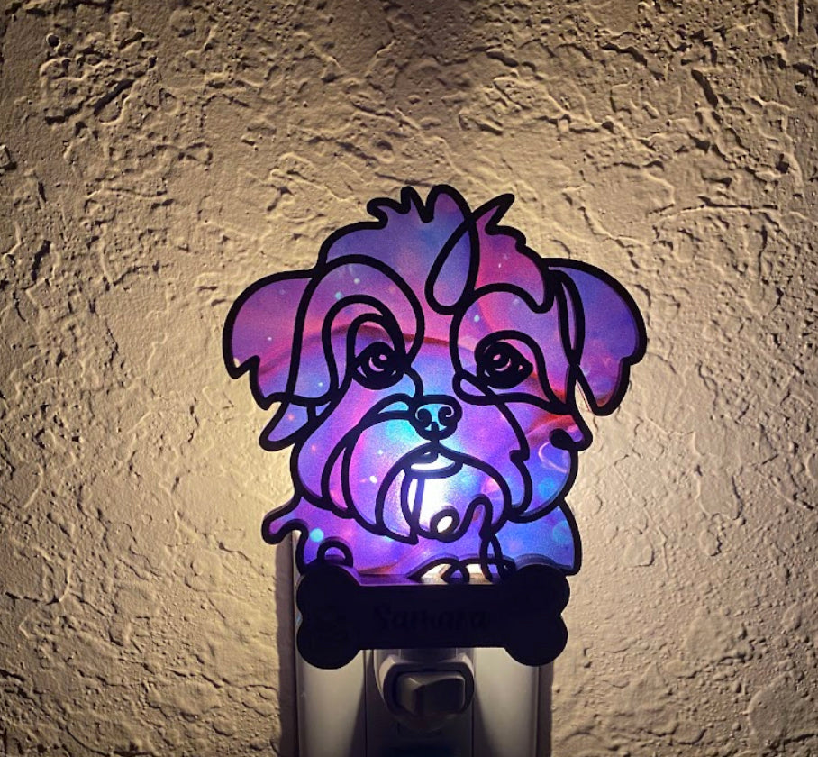 Custom Pet Nightlight – Line Art with Colorful Acrylic Backdrop