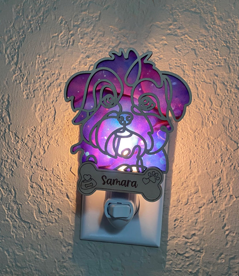 Custom Pet Nightlight – Line Art with Colorful Acrylic Backdrop