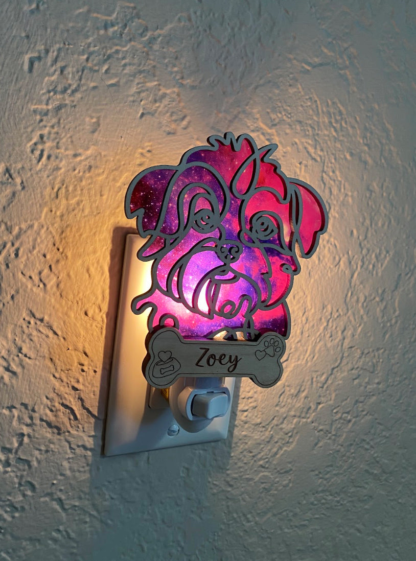 Custom Pet Nightlight – Line Art with Colorful Acrylic Backdrop