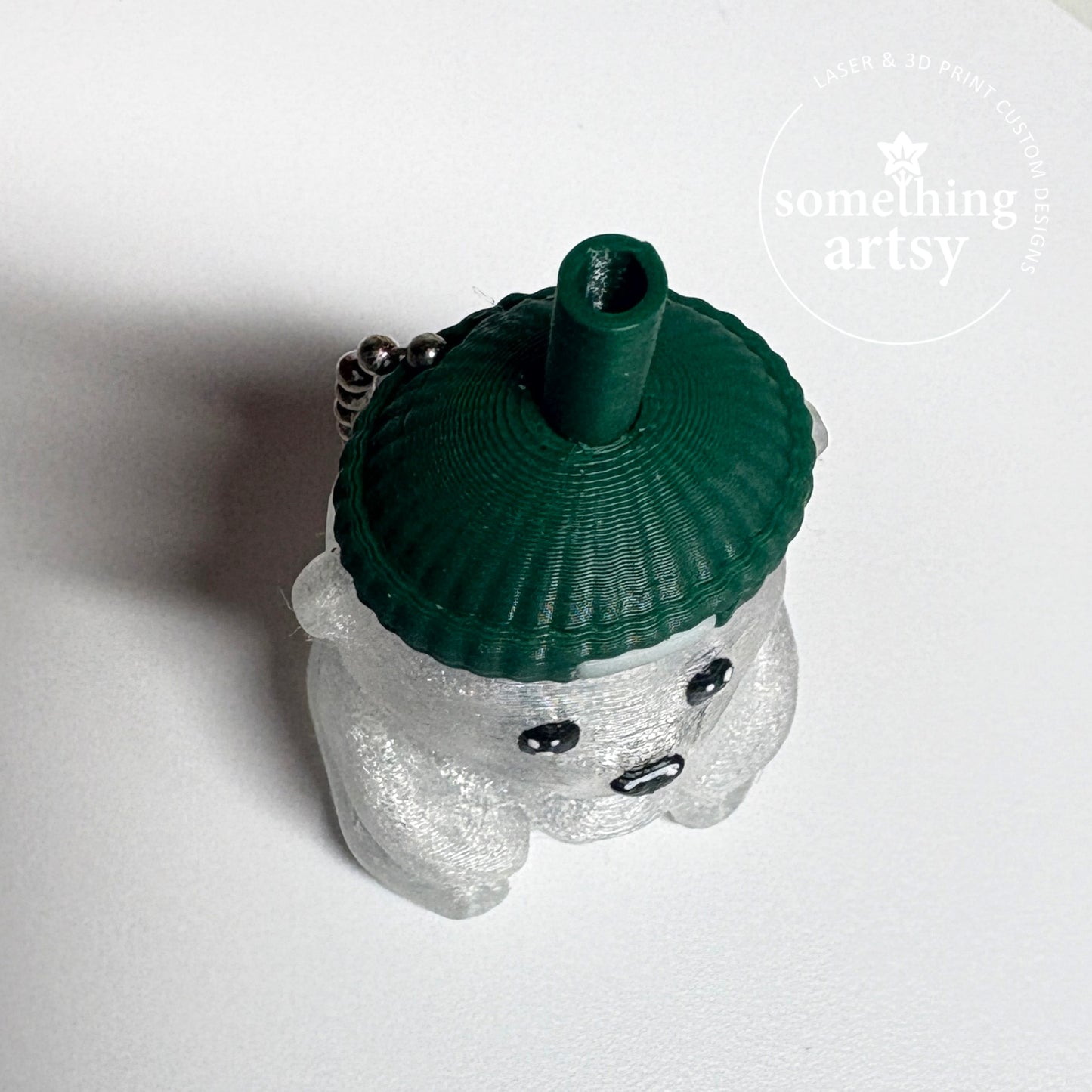 3D Printed Coffee Bear Keychain – Transparent Cup Mini Charm
