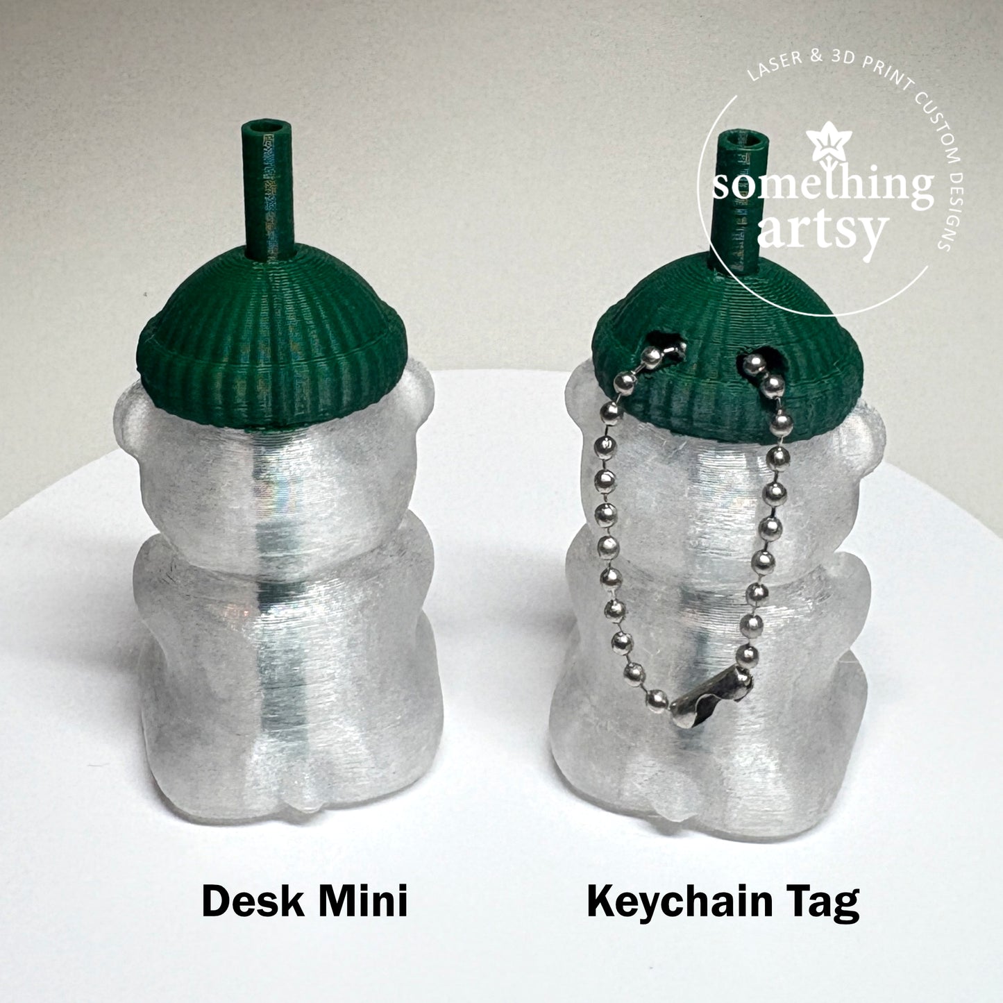 3D Printed Coffee Bear Keychain – Transparent Cup Mini Charm