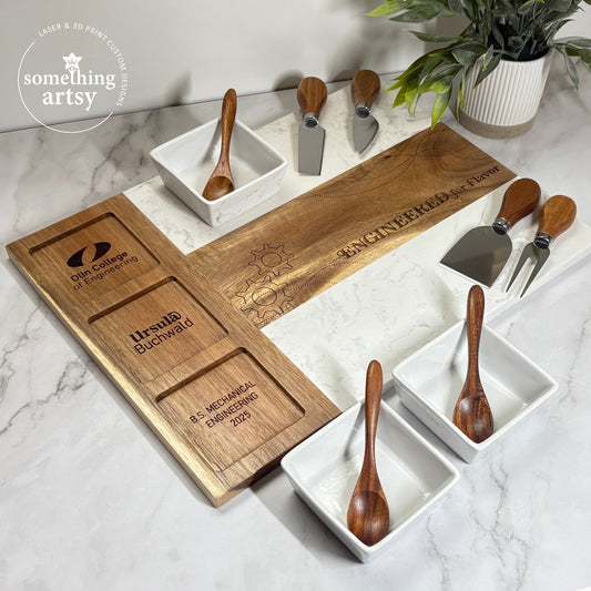 Marble Charcuterie Board & Bowls Set engraved