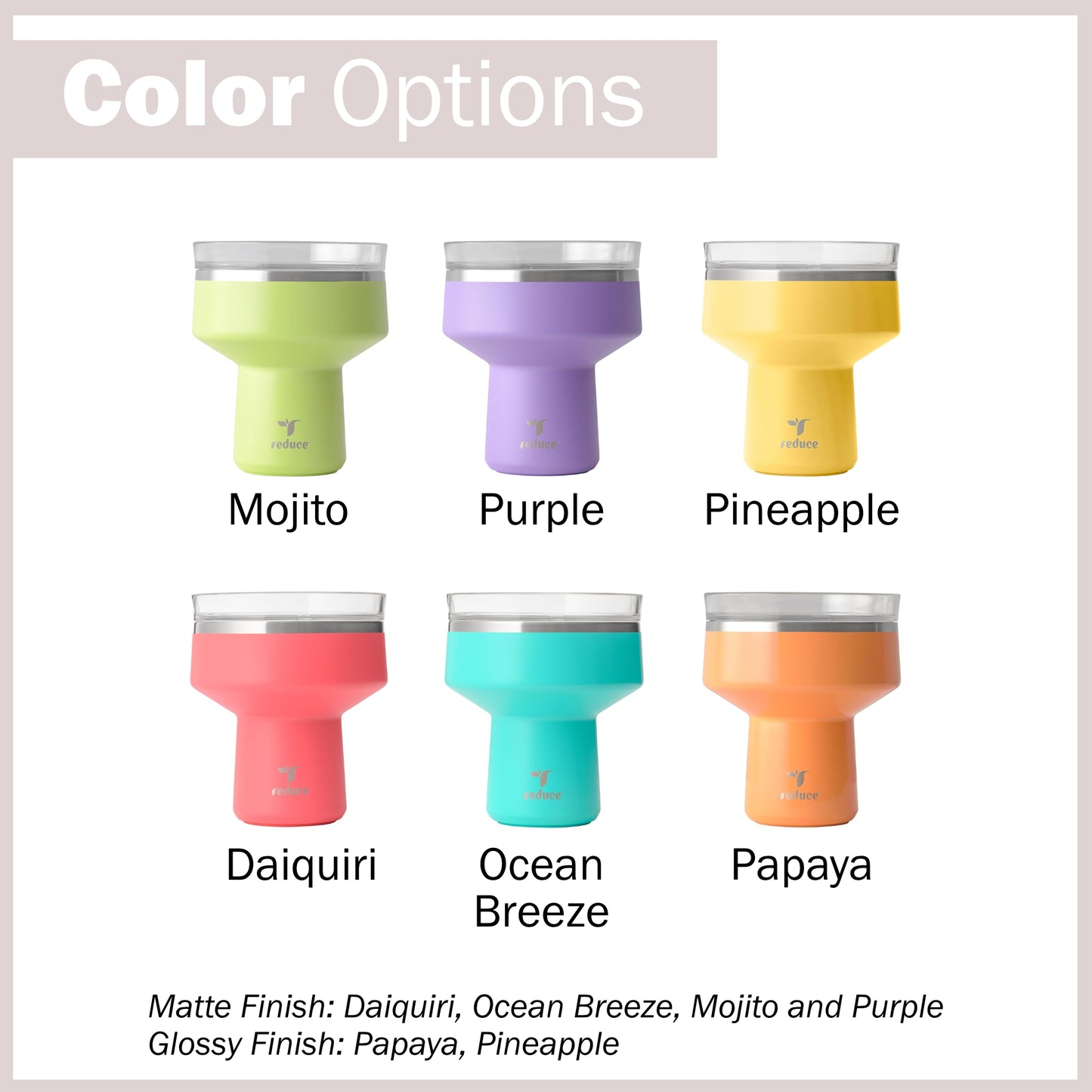 Color options: mojito, purple, pineapple, daiquiri, ocean breeze, papaya