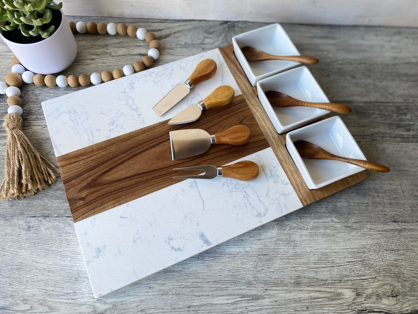 Marble Charcuterie Board & Bowls Set