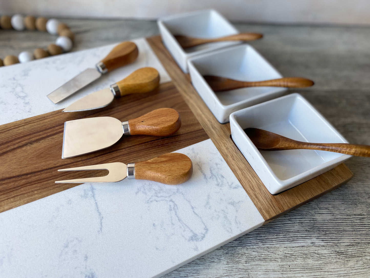 Marble Charcuterie Board & Bowls Set