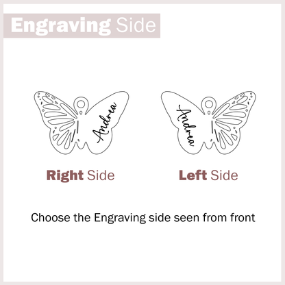 Graphics showing the right or left side to engrave on the butterfly pendant 