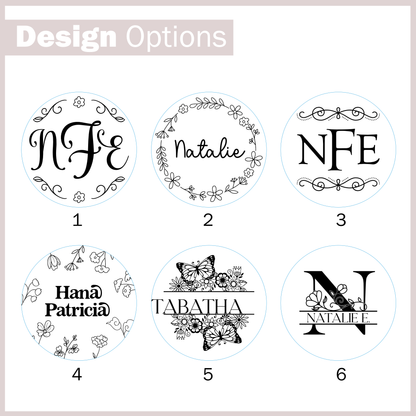 6 Design options for the custom engraved on the bamboo jar lids
