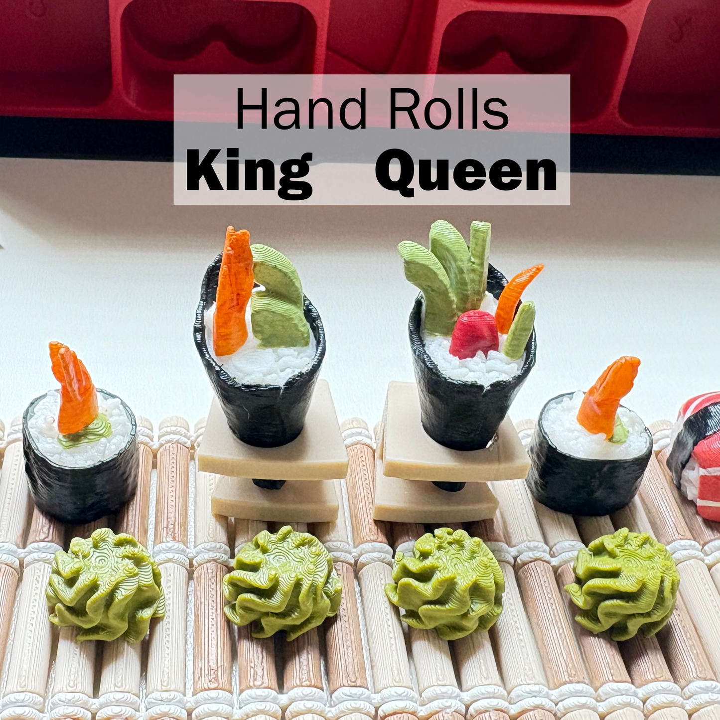 3D Printed Hand Rolls chess pieces King and Queen