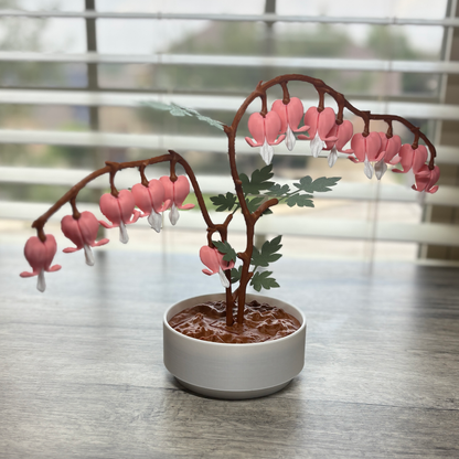 Front view of 3D printed Bleeding Hearts plant.
