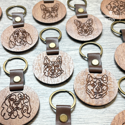 Custom Round Wood Keychain – Engraved Logo or Dog Breed Silhouette
