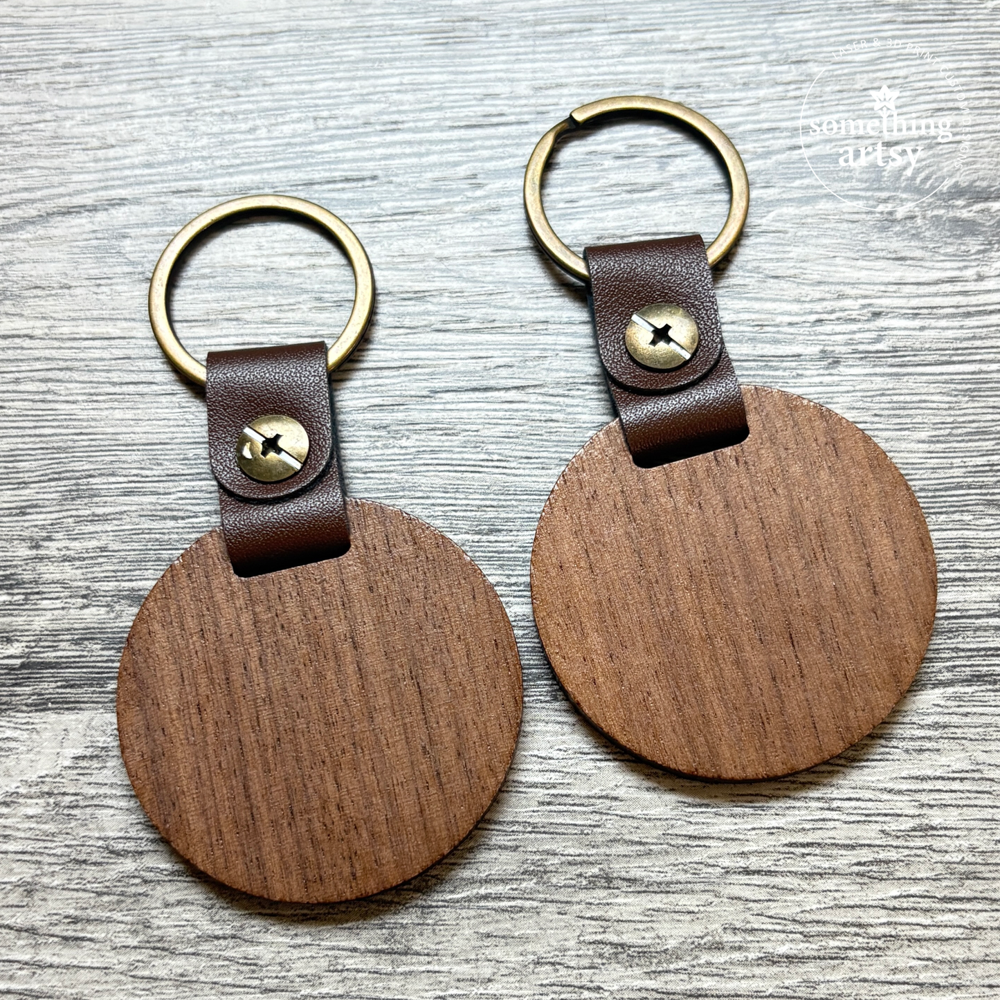 Custom Round Wood Keychain – Engraved Logo or Dog Breed Silhouette