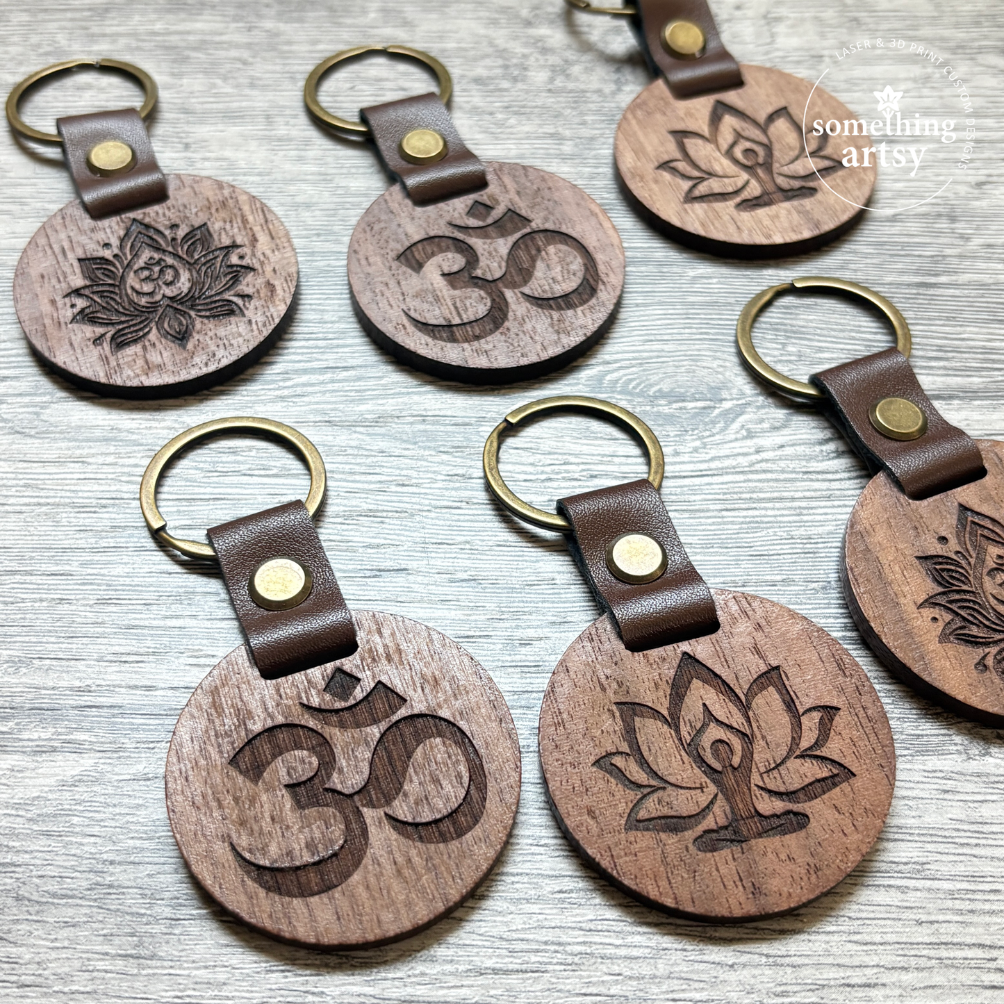 Custom Round Wood Keychain – Engraved Logo or Dog Breed Silhouette