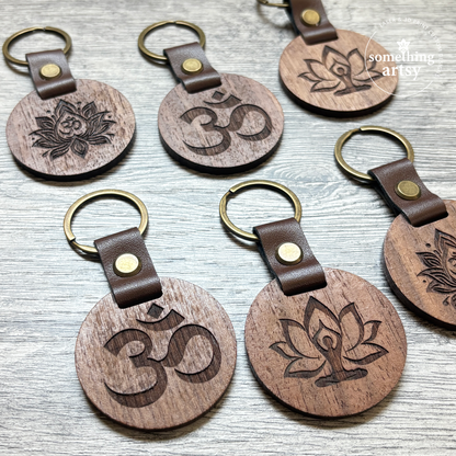 Custom Round Wood Keychain – Engraved Logo or Dog Breed Silhouette