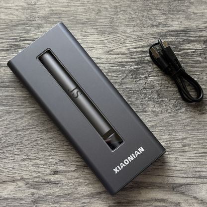 Front view of 52-in-1 Electric Screwdriver Set with the custom initials JS engraved on the screwdriver with cable next to it.