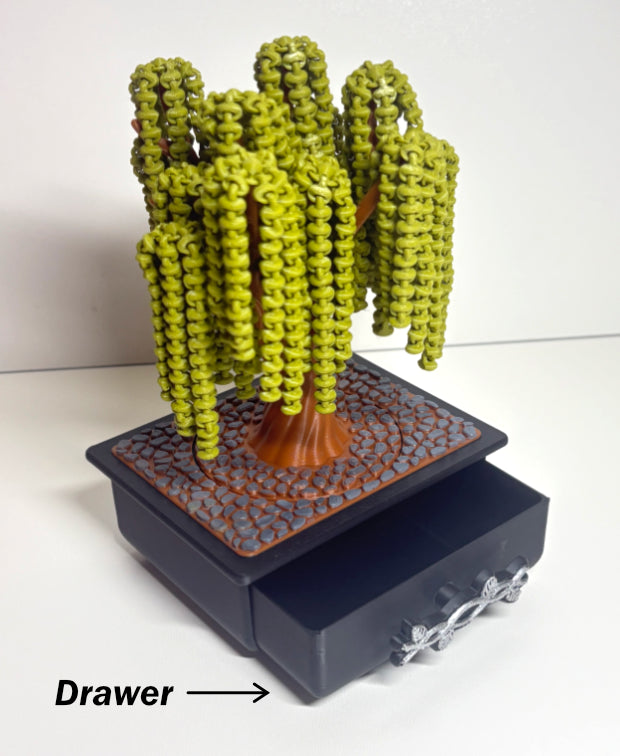 Whispering Willow – 3D Printed Spinning Tree with Sliding Drawer